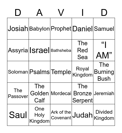 DAVID Bingo Card