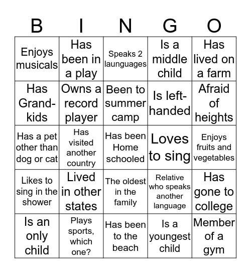 Mixer Bingo! 5 Bingo Card