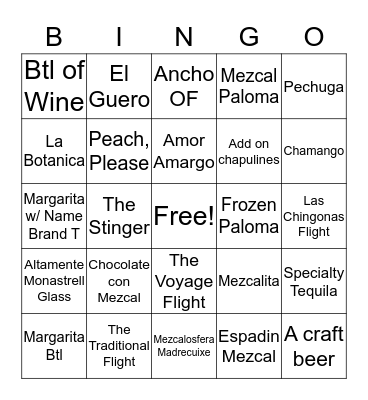 Mezcal Month Bingo Card
