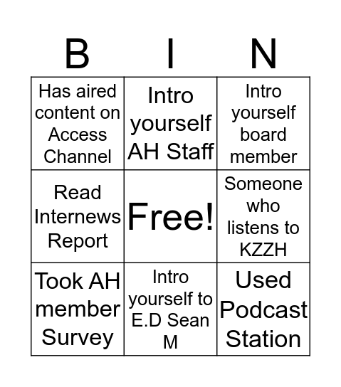 Access Humboldt Human BINGO!! Bingo Card