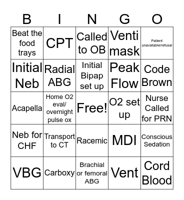 Respiratory Week! Bingo Card