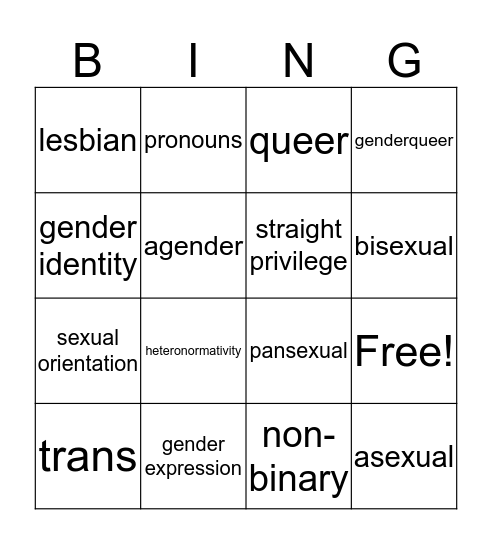 Queer Bingo Card
