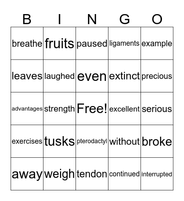 Teala & Cordell Bingo Card