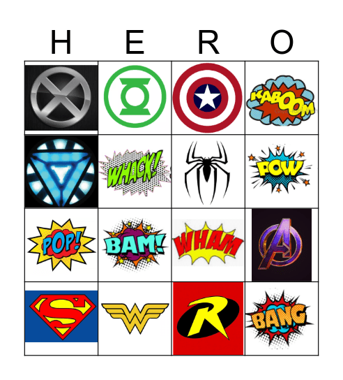 Superhero Bingo Card