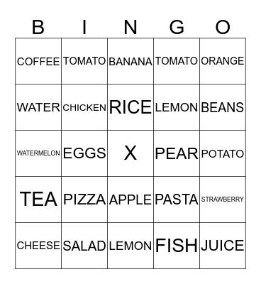 FOODS I LIKE TO EAT! DRINKS I LIKE! Bingo Card