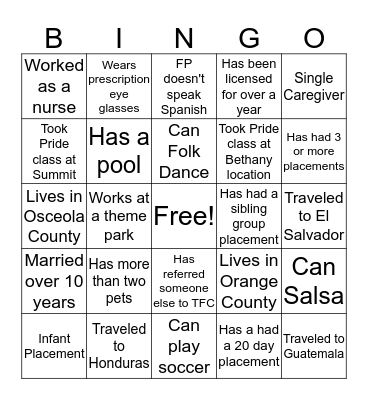 TFC BINGO Card