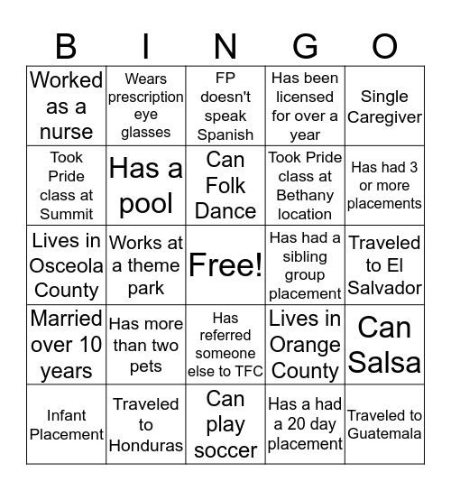 TFC BINGO Card