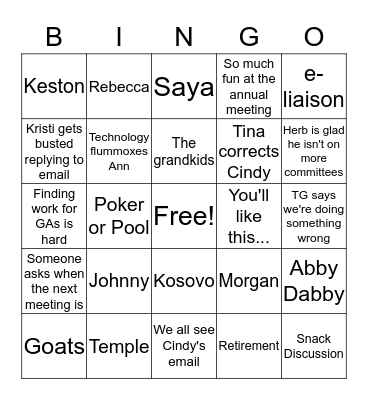 SACSCOC Bingo Card