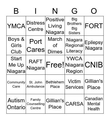 United Way Lingo Bingo Card
