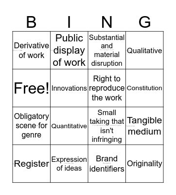 Copyright Review Bingo Card