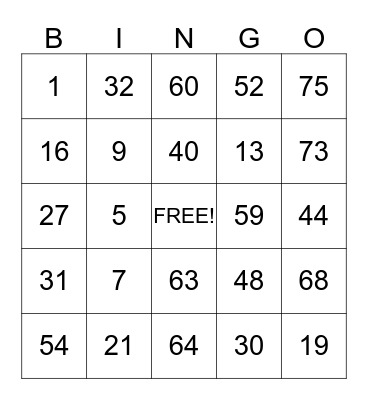 Operation Bingo Card