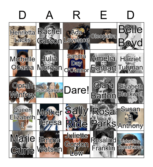 Women Who Dared Bingo Card