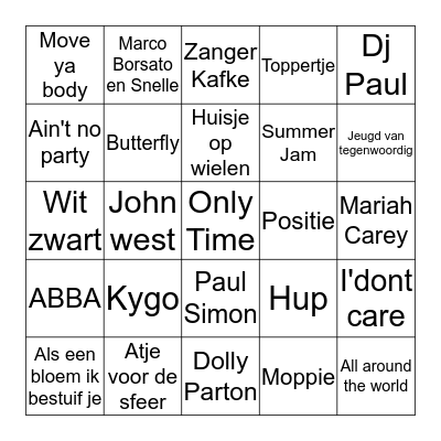 Fuifje cas en mik Bingo Card