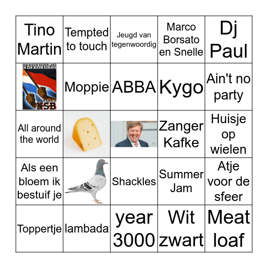 Fuifje Cas en Mik Bingo Card