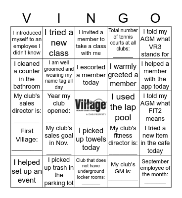 Name: _________________  November VR3 Vingo Contest Bingo Card