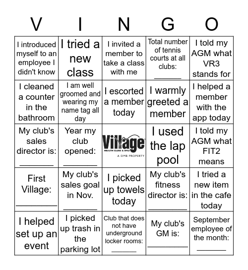 Name: _________________  November VR3 Vingo Contest Bingo Card