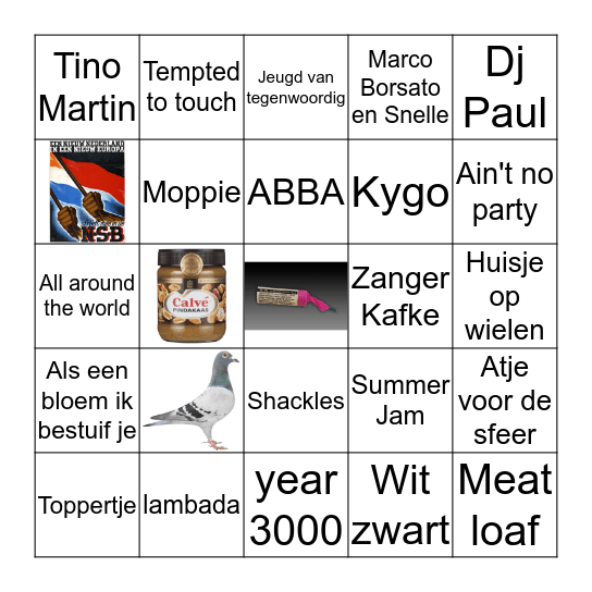 Fuifje Cas en Mik Bingo Card