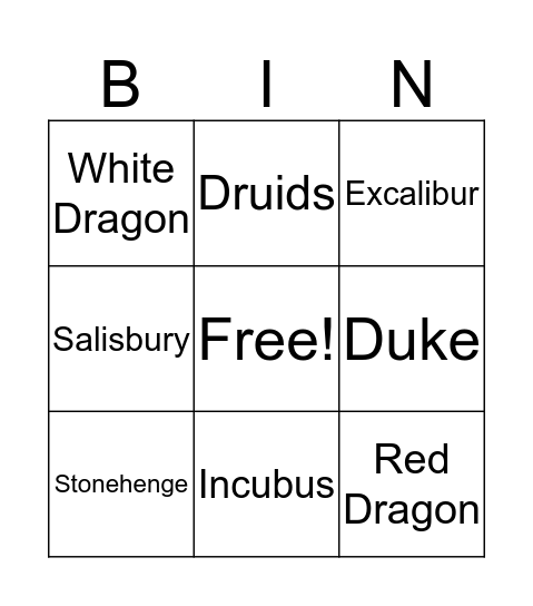 Merlin Bingo Card