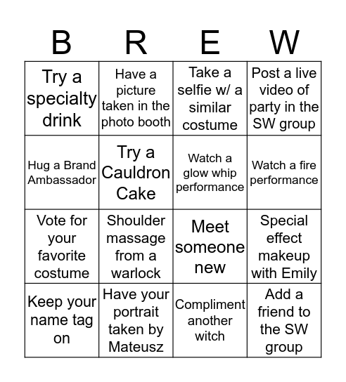 Salty Witches Bingo Card