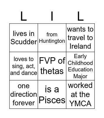 LIL BINGO  Bingo Card