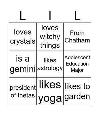 LIL BINGO Card