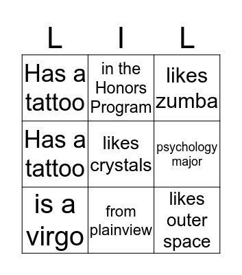 LIL BINGO Card