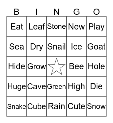 LONG VOWELS Bingo Card