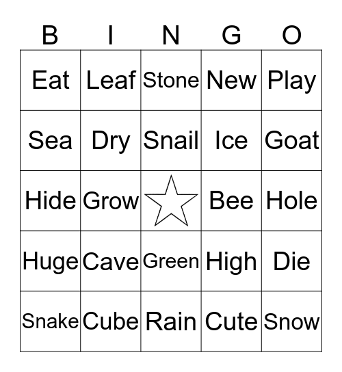 LONG VOWELS Bingo Card