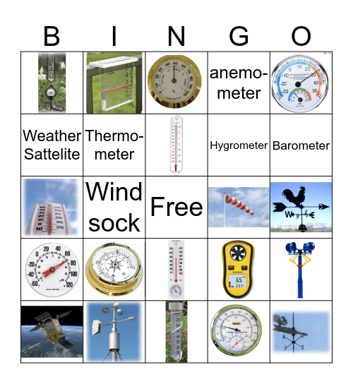 Weather Tools Bingo Card