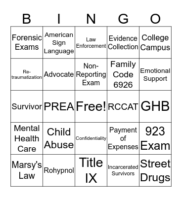 Day 5 Advocate Training  Bingo Card