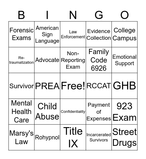 Day 5 Advocate Training  Bingo Card