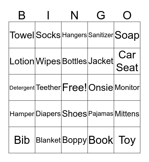 Baby Dakota's Shower Bingo Card