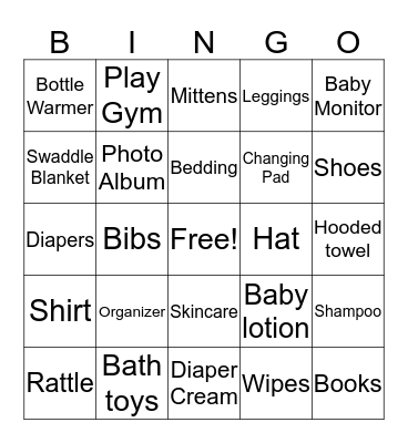 Baby Dakota's Shower Bingo Card
