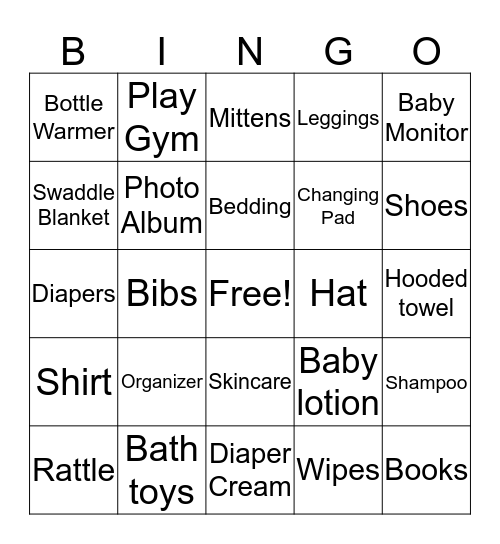 Baby Dakota's Shower Bingo Card