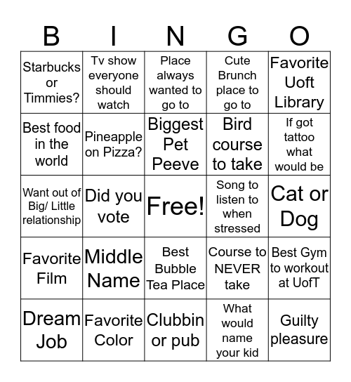 Untitled Bingo Card
