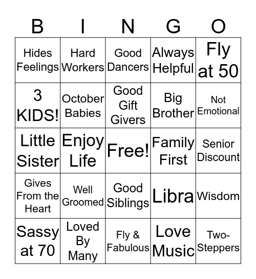 MOM & SON BINGO Card