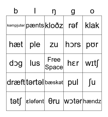 fənɛtɪks bɪŋgo Bingo Card