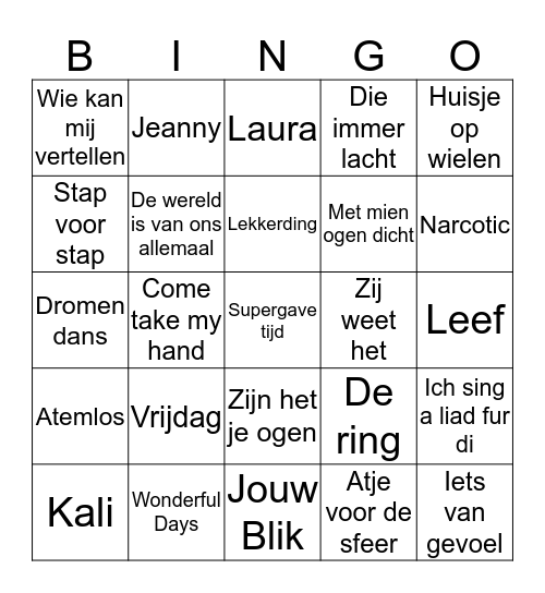 Hitjes bingo  Bingo Card