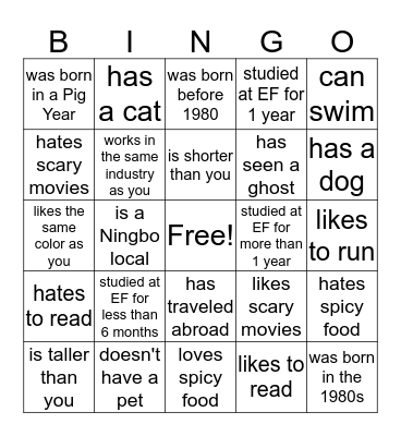 Find Someone Who... Bingo Card