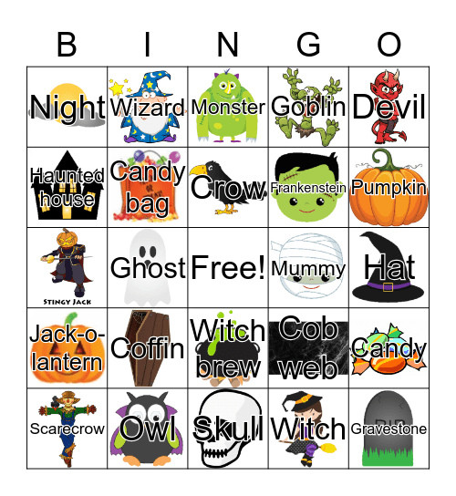 Halloween (with words) Bingo Card