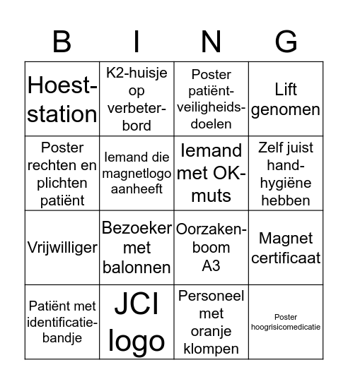Rondleiding Bingo Card