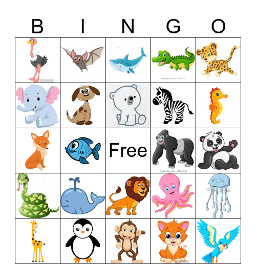 Animal Bingo Card