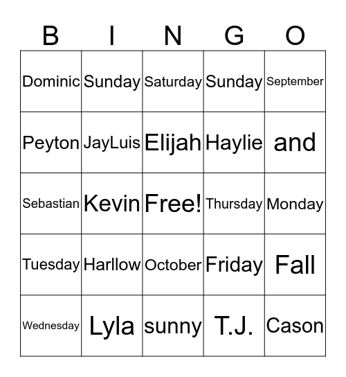 Untitled Bingo Card
