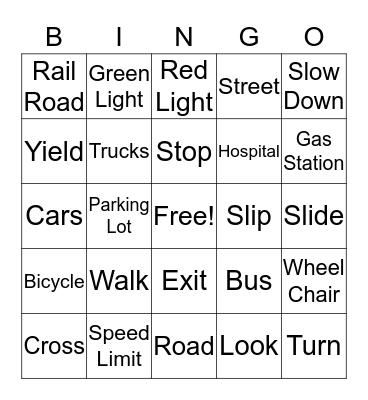 Safety Word Bingo Game Bingo Card