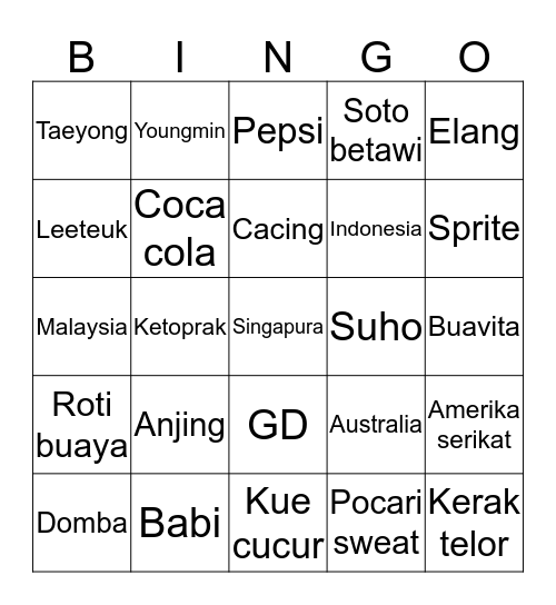 Teja Bingo Card