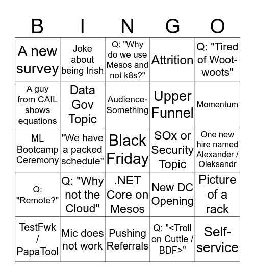 2019 All Hands Bingo Card