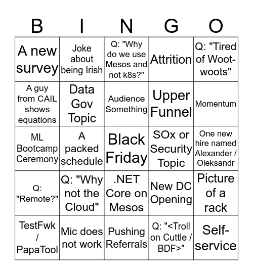 2019 All Hands Bingo Card