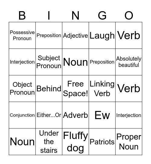 Grammar Bingo Card