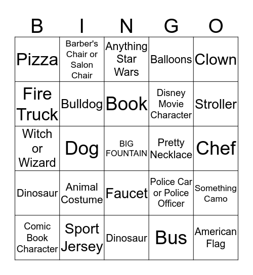 Treats on the Streets 2019 Bingo Card