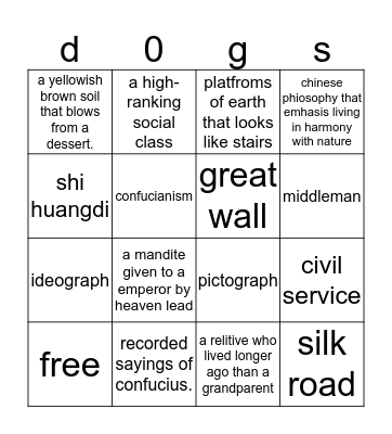 china vocab  Bingo Card